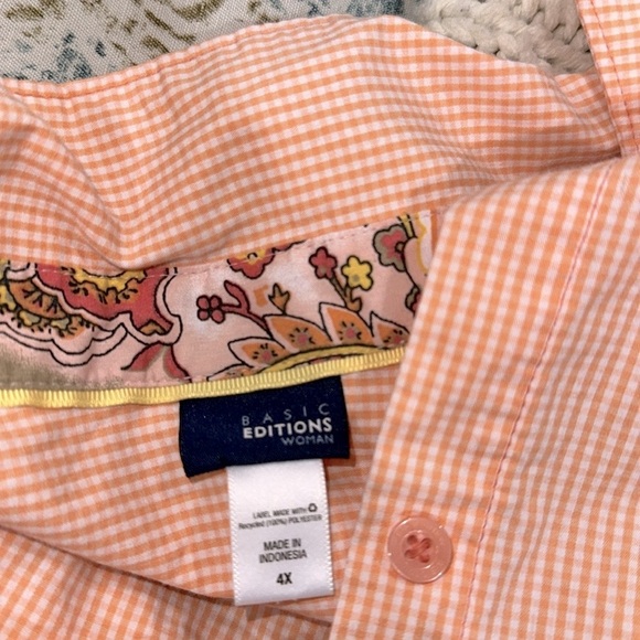 Basic editions Peach Button-Up Women's Top size 4X - Picture 4 of 4